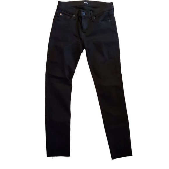Hudson Krista Low/Mid-Rise Super Skinny Jeans Stretch Denim Raw Hem Black Sz 26 - Picture 3 of 7